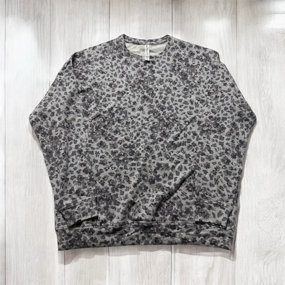 Athleta Studio To Street Splatter Sweatshirt Small Leopard Style Long Sleeve
